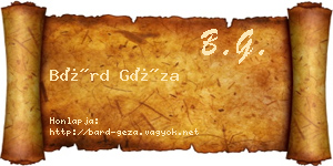 Bárd Géza névjegykártya
