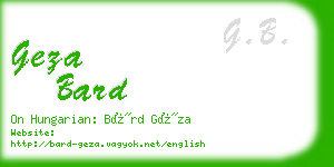geza bard business card